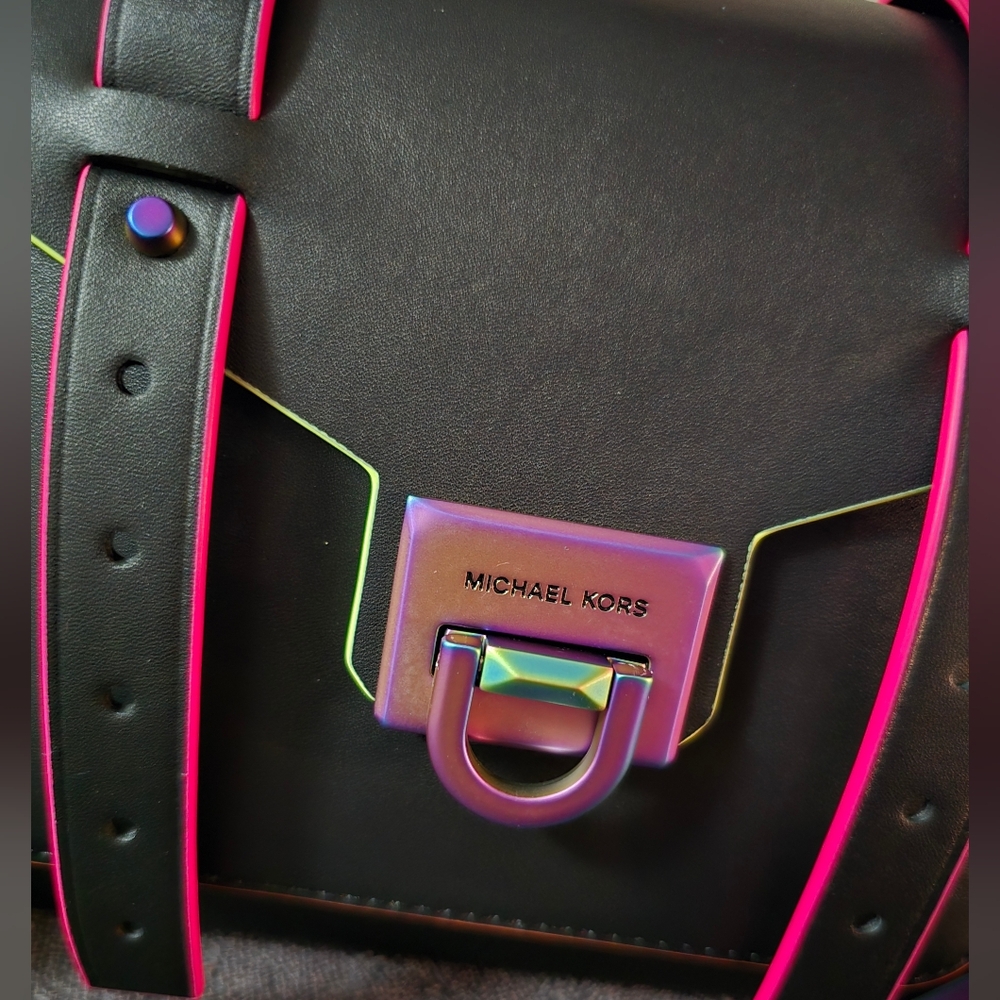 Michael Kors Black Bag with Neon Highlights